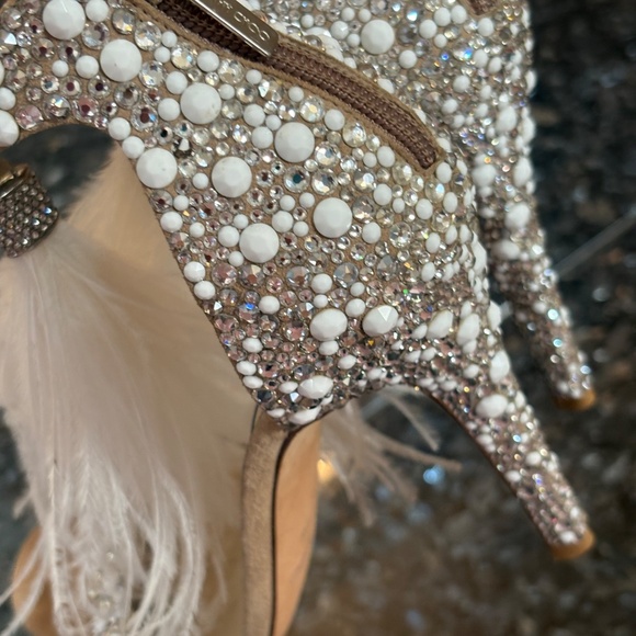 Jimmy Choo “Viola” 110 Feather Crystal Embellished Heels - Picture 7 of 10